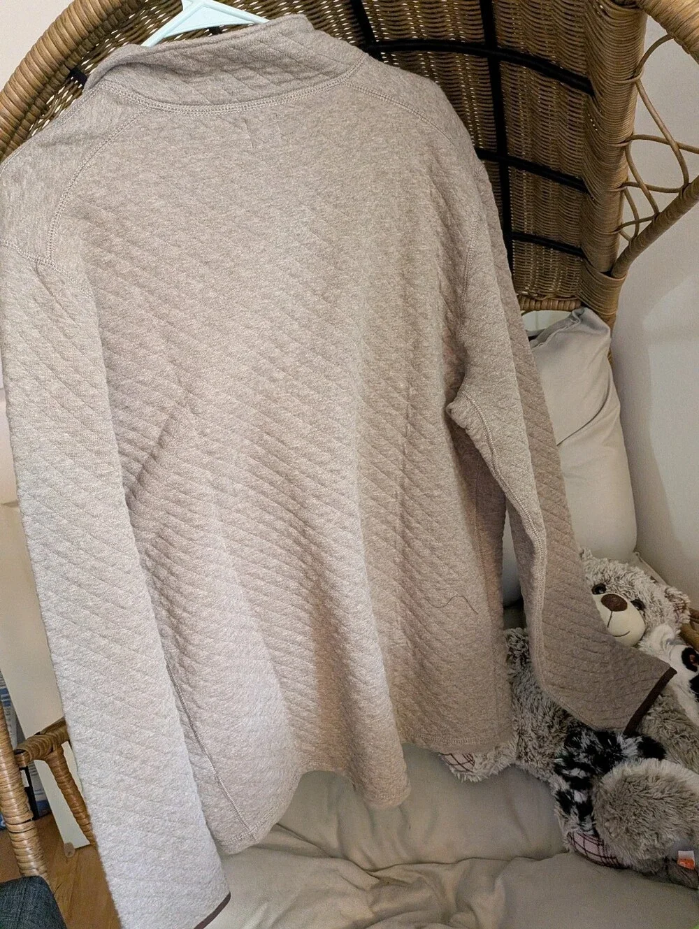 J. Crew Quilted Half-Zip Pullover in Taupe Brown